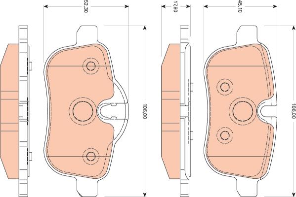 TRW GDB1827 - Sada brzdových platničiek kotúčovej brzdy parts5.com