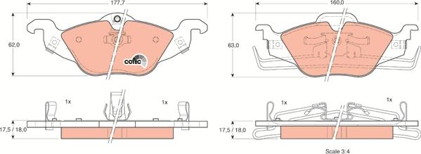 TRW GDB1351 - Brake Pad Set, disc brake parts5.com