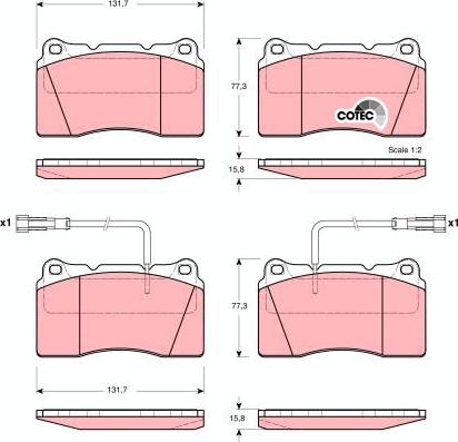 TRW GDB1363 - Juego de pastillas de freno parts5.com