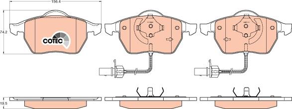 TRW GDB1307 - Komplet kočnih obloga, disk kočnica parts5.com