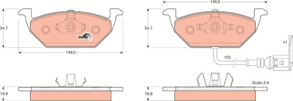 TRW GDB1386 - Bremsbelagsatz, Scheibenbremse parts5.com