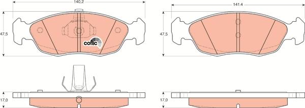 TRW GDB1322 - Komplet pločica, disk-kočnica parts5.com