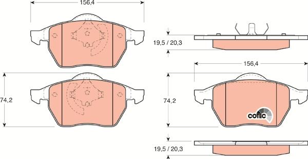 TRW GDB1200 - Sada brzdových platničiek kotúčovej brzdy parts5.com