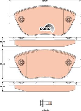 TRW GDB1750 - Komplet kočnih obloga, disk kočnica parts5.com