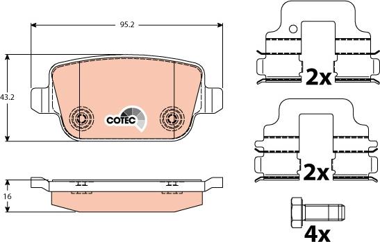 TRW GDB1732 - Komplet zavornih oblog, ploscne (kolutne) zavore parts5.com