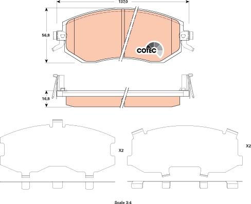 TRW GDB3519 - Zestaw klocków hamulcowych, hamulce tarczowe parts5.com