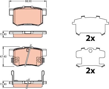 TRW GDB3516 - Zestaw klocków hamulcowych, hamulce tarczowe parts5.com