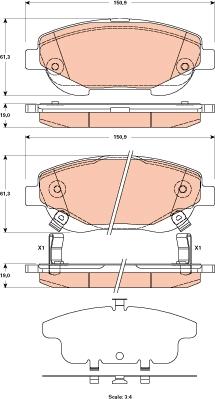 TRW GDB3518 - Komplet kočnih obloga, disk kočnica parts5.com