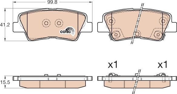 TRW GDB3537 - Zestaw klocków hamulcowych, hamulce tarczowe parts5.com