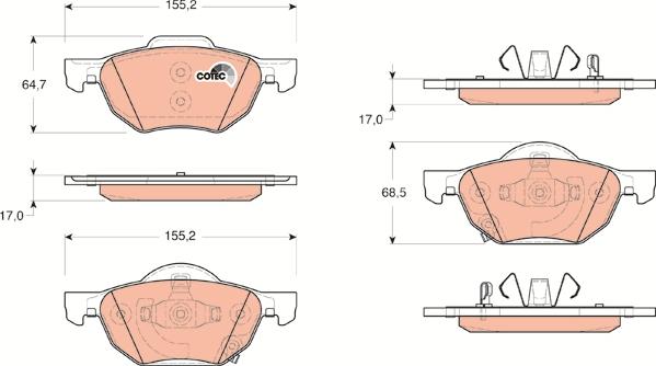 TRW GDB3355 - Brake Pad Set, disc brake parts5.com