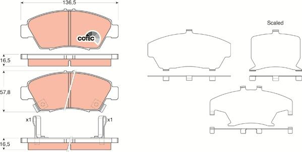 TRW GDB3375 - Zestaw klocków hamulcowych, hamulce tarczowe parts5.com