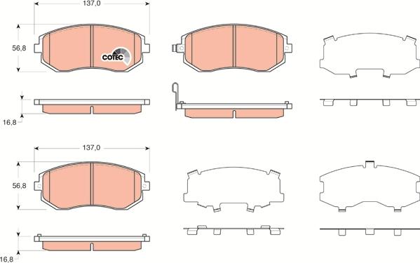 TRW GDB3371 - Zestaw klocków hamulcowych, hamulce tarczowe parts5.com