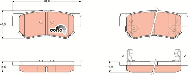 TRW GDB3284 - Комплект спирачно феродо, дискови спирачки parts5.com