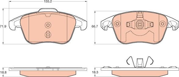 TRW GDB2025 - Bremsbelagsatz, Scheibenbremse parts5.com