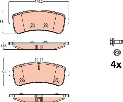 TRW GDB2079 - Komplet zavornih oblog, ploscne (kolutne) zavore parts5.com