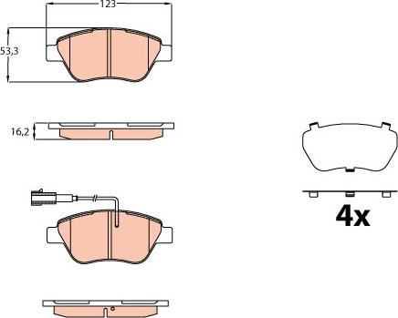 TRW GDB2164 - Komplet kočnih obloga, disk kočnica parts5.com