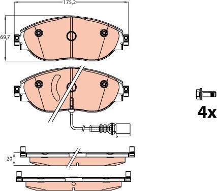 TRW GDB2114 - Тормозные колодки, дисковые, комплект parts5.com