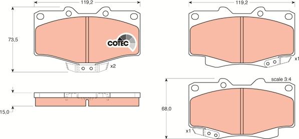 TRW GDB797 - Kit de plaquettes de frein, frein à disque parts5.com