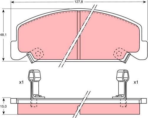 TRW GDB764 - Zestaw klocków hamulcowych, hamulce tarczowe parts5.com