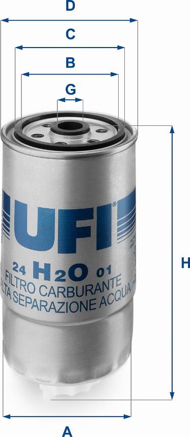 UFI 24.H2O.01 - Filtro combustible parts5.com