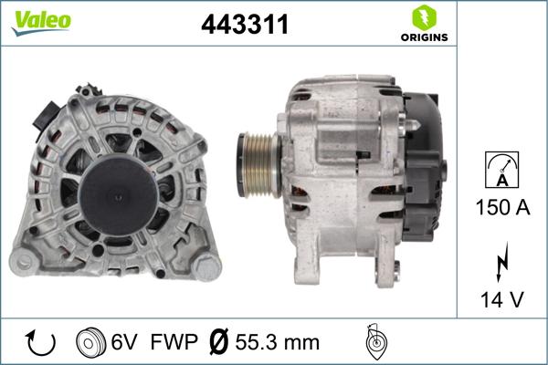 Valeo 443311 - Generator / Alternator parts5.com