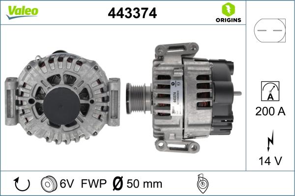 Valeo 443374 - Генератор parts5.com