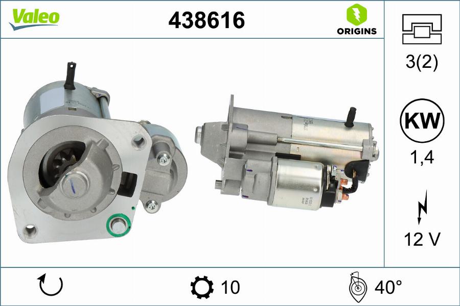 Valeo 438616 - Käynnistinmoottori parts5.com