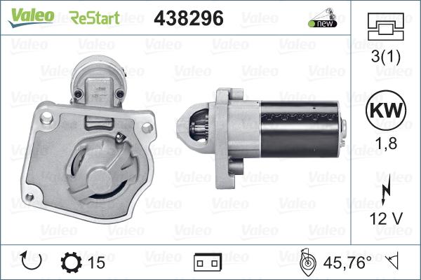 Valeo 438296 - Motor de arranque parts5.com