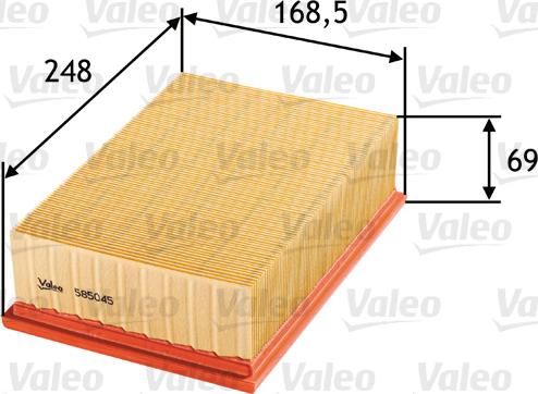 Valeo 585045 - Vzduchový filter parts5.com