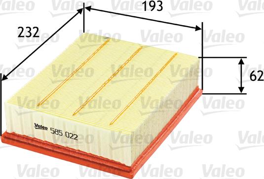 Valeo 585022 - Filtr powietrza parts5.com