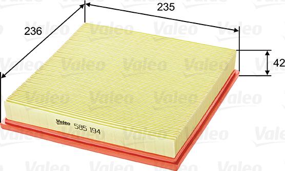 Valeo 585194 - Air Filter parts5.com