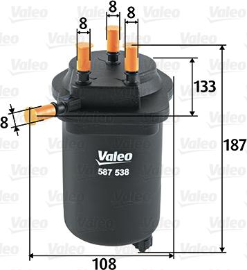 Valeo 587538 - Топливный фильтр parts5.com