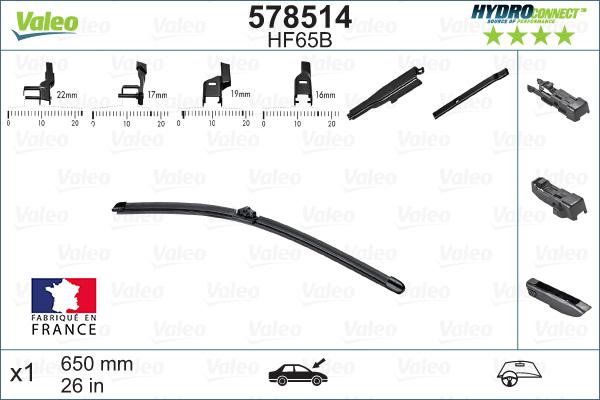 Valeo 578514 - Limpiaparabrisas parts5.com