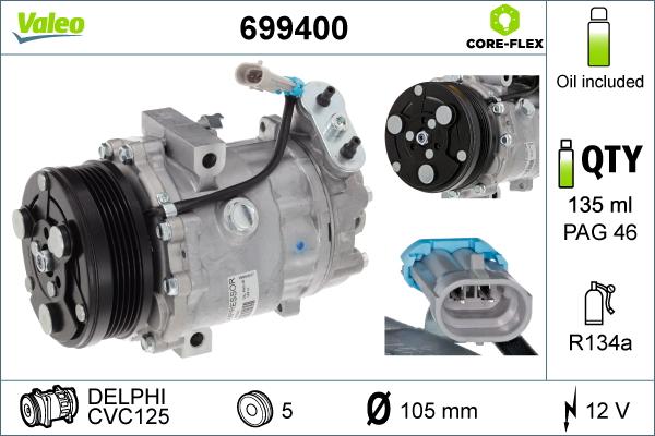 Valeo 699400 - Kompresor, klima-uređaj parts5.com