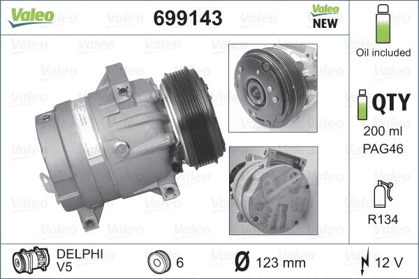 Valeo 699143 - Компресор, климатизация parts5.com