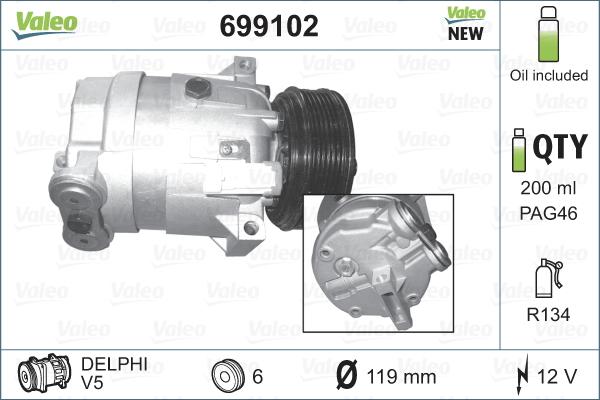 Valeo 699102 - Kompresör, klima sistemi parts5.com