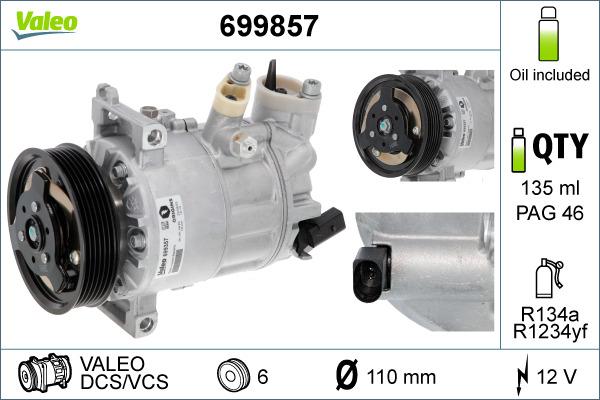 Valeo 699857 - Compressor, air conditioning parts5.com