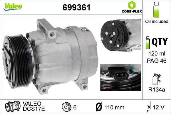 Valeo 699361 - Compressor, air conditioning parts5.com