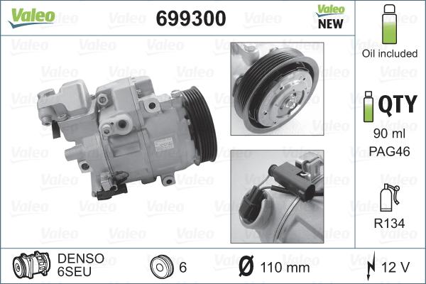 Valeo 699300 - Compressor, air conditioning parts5.com