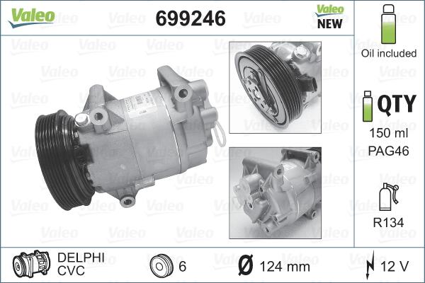 Valeo 699246 - Compressor, air conditioning parts5.com