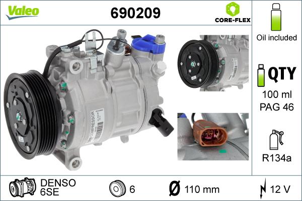 Valeo 690209 - Kompresor, klimatyzacja parts5.com