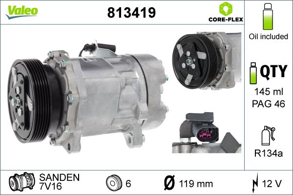 Valeo 813419 - Compressor, air conditioning parts5.com