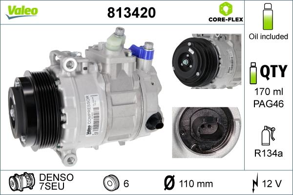 Valeo 813420 - Compressor, air conditioning parts5.com