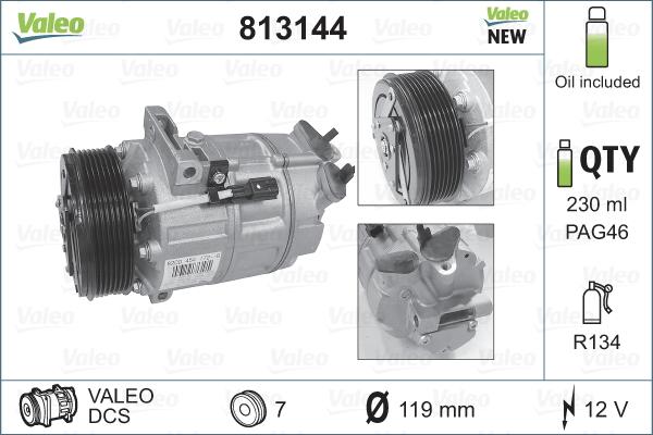 Valeo 813144 - Compresor, aire acondicionado parts5.com