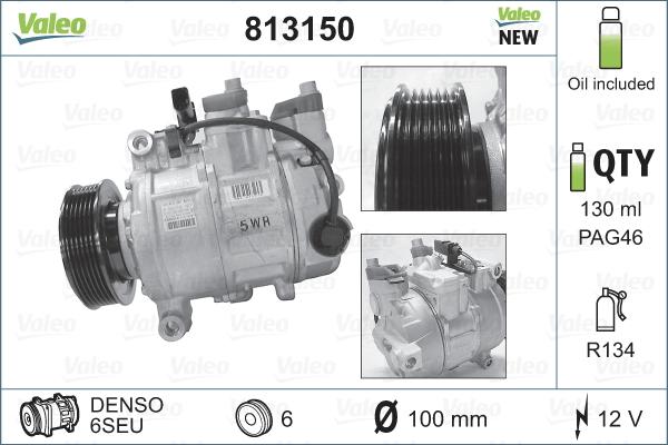 Valeo 813150 - Compressor, air conditioning parts5.com