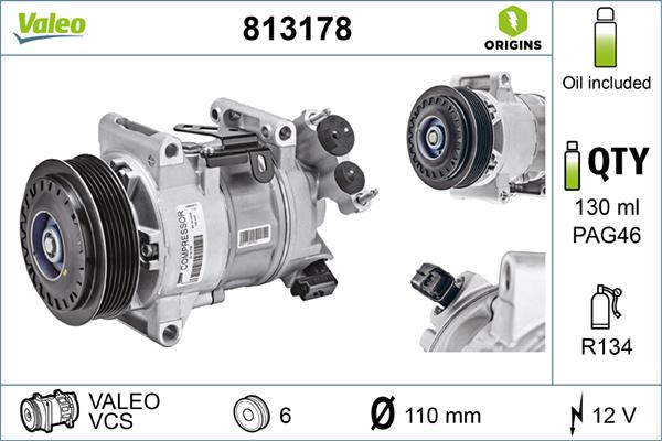 Valeo 813178 - Kompresor, klimatyzacja parts5.com