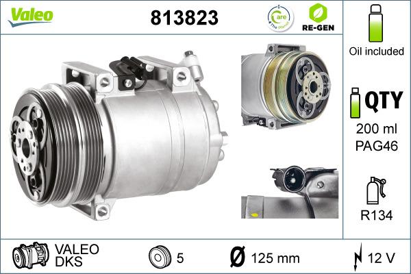 Valeo 813823 - Kompressori, ilmastointilaite parts5.com