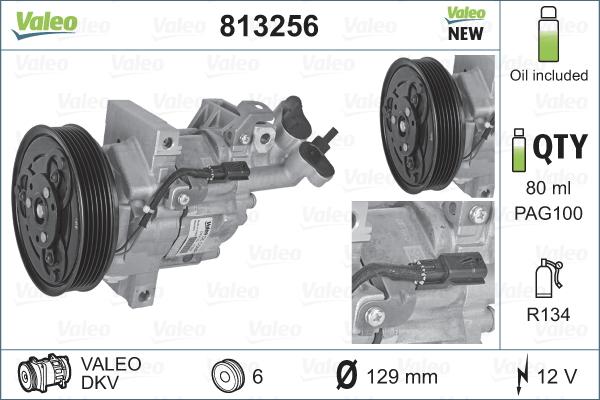 Valeo 813256 - Compressor, air conditioning parts5.com