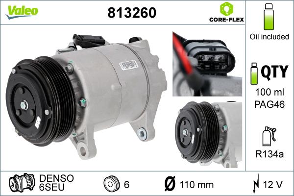 Valeo 813260 - Kompresor, klimatizace parts5.com