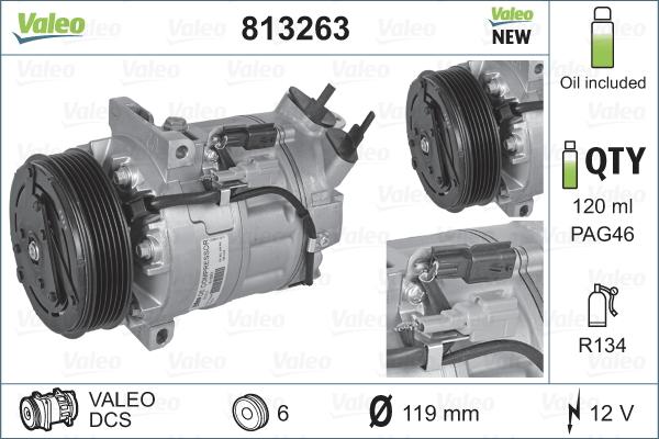 Valeo 813263 - Kompressor, Klimaanlage parts5.com